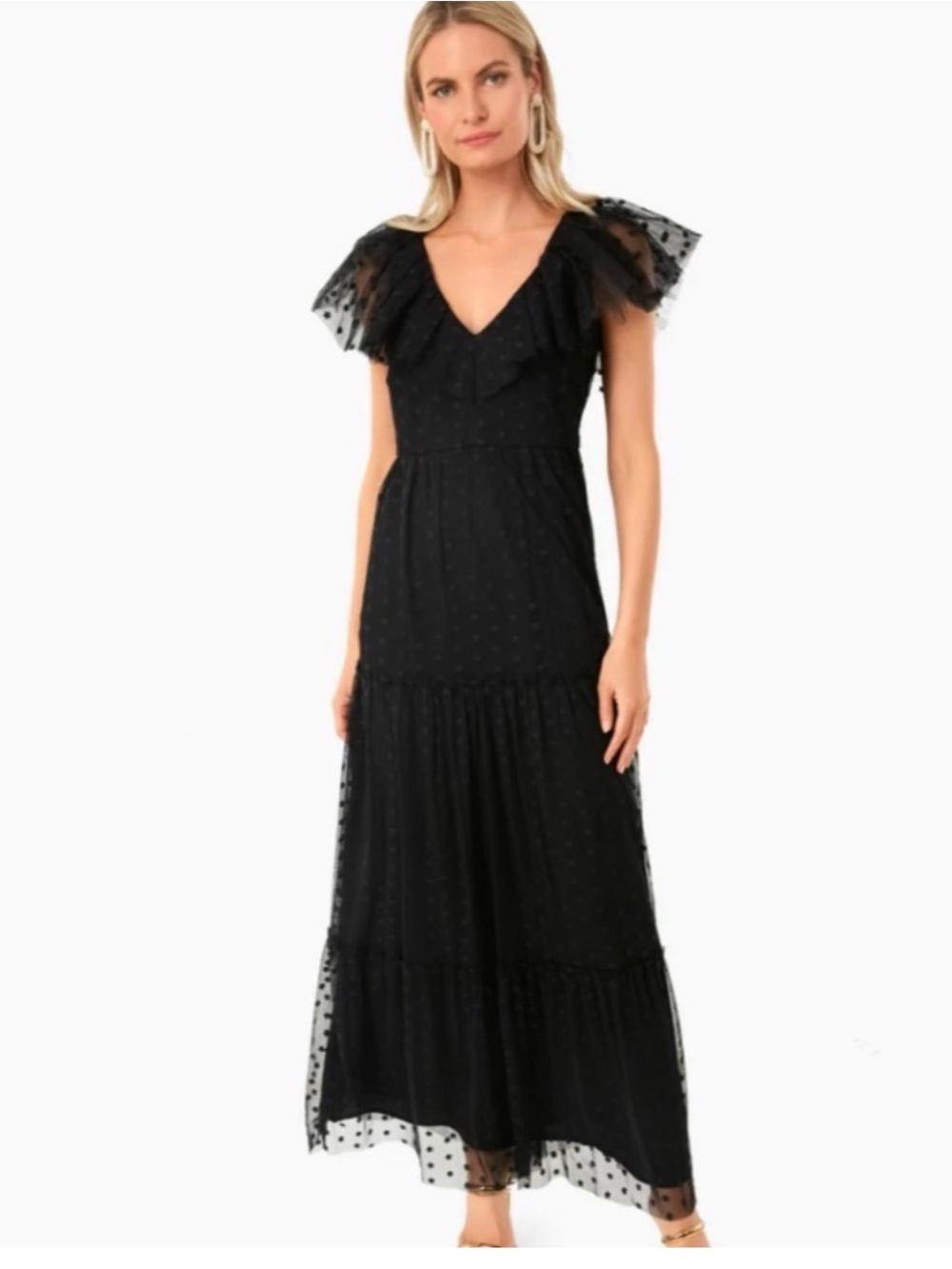 Tuckernuck Black Polka-Dot Maxi Dress